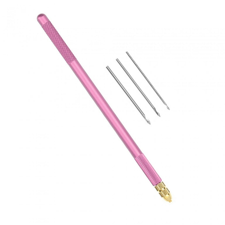 Tambour Crochet Hook with 3 Beading Crochet Tool for Sewing Knitting Pink 
