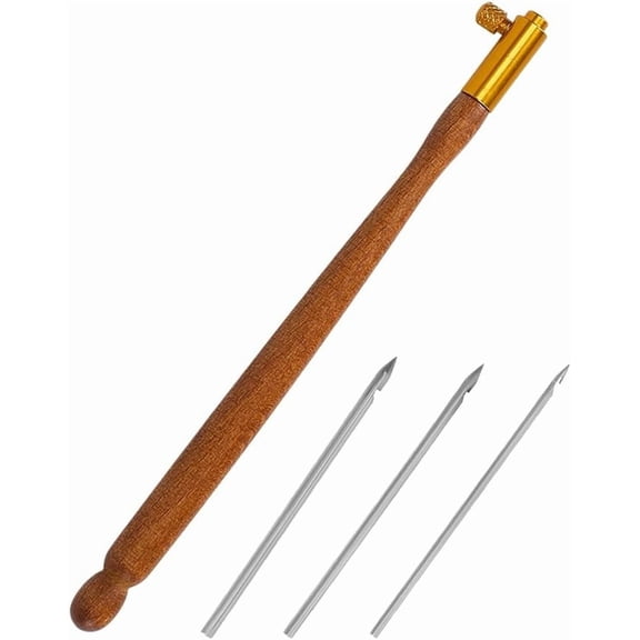 Tambour Hook with 3 Needles Wood Handle Embroidery Crochet Hook Kit