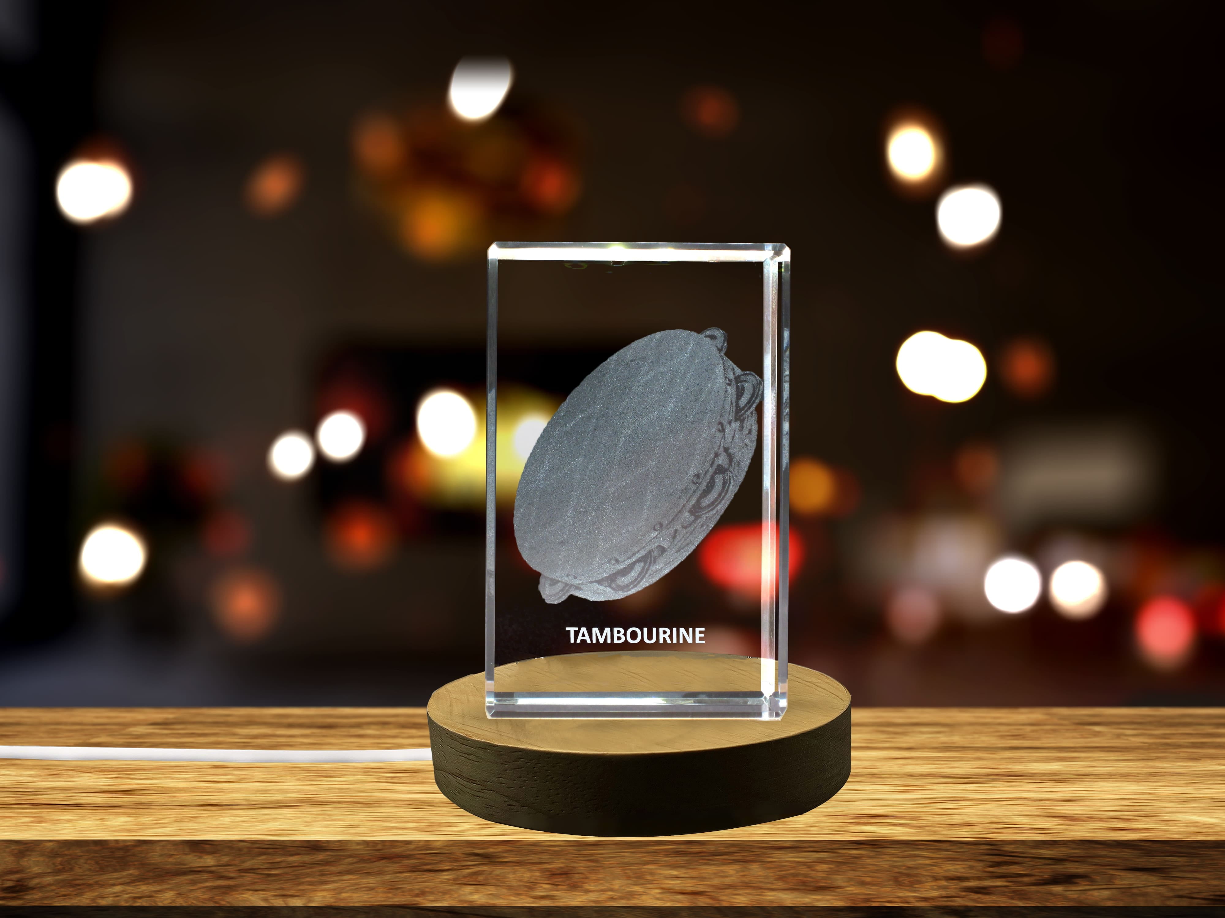Tambourine 3D Engraved Crystal 3D Engraved Crystal Keepsake/Gift/Decor/Collectible/Souvenir