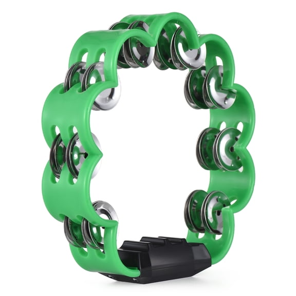 Tambourine for Adults Pleasant Jingle Sound Hand Cranked Bell Rings Metal Bell Sound Percussion Instruments Home School Party Supplies Double Jingles Tambourine for Classrooms Bands Orchestras