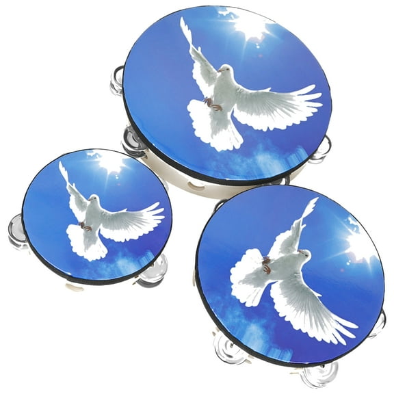 Tambourine Hand Held Drum Set Double Row Drums Tambourines with Metal Bells Drum Hand Percussion for Adults Church Party