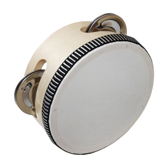 Tambourine (Orff Percussion Instrument), With Hand-Cranked Mechanism, Metal Jingles, And Wooden Body, Suitable For Children, Kindergarten Teachers, And Used As Dance Teaching Aid,