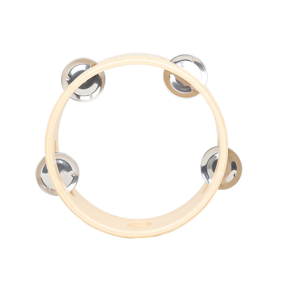 Tambourine Wooden Drum Musical Hand Tambourines Instruments Ring Kids Double Toys Bell