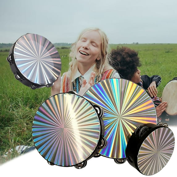 Tambourine under $5! CQCYD Double Row Tambourine, Reflective Hand Drum for Dance and Party, 6/8/10 Inch Musical Instrument for Kids Adults