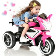 IYOFE Tamco 6V Kids Ride on Motorcycle, Battery Power Ride on Motorcycle Toy with Music Play, Bluetooth, LED Light, 3 Wheels Electric Motorcycle for Boys & Girls 3-5 Yrs Toddlers, Pink