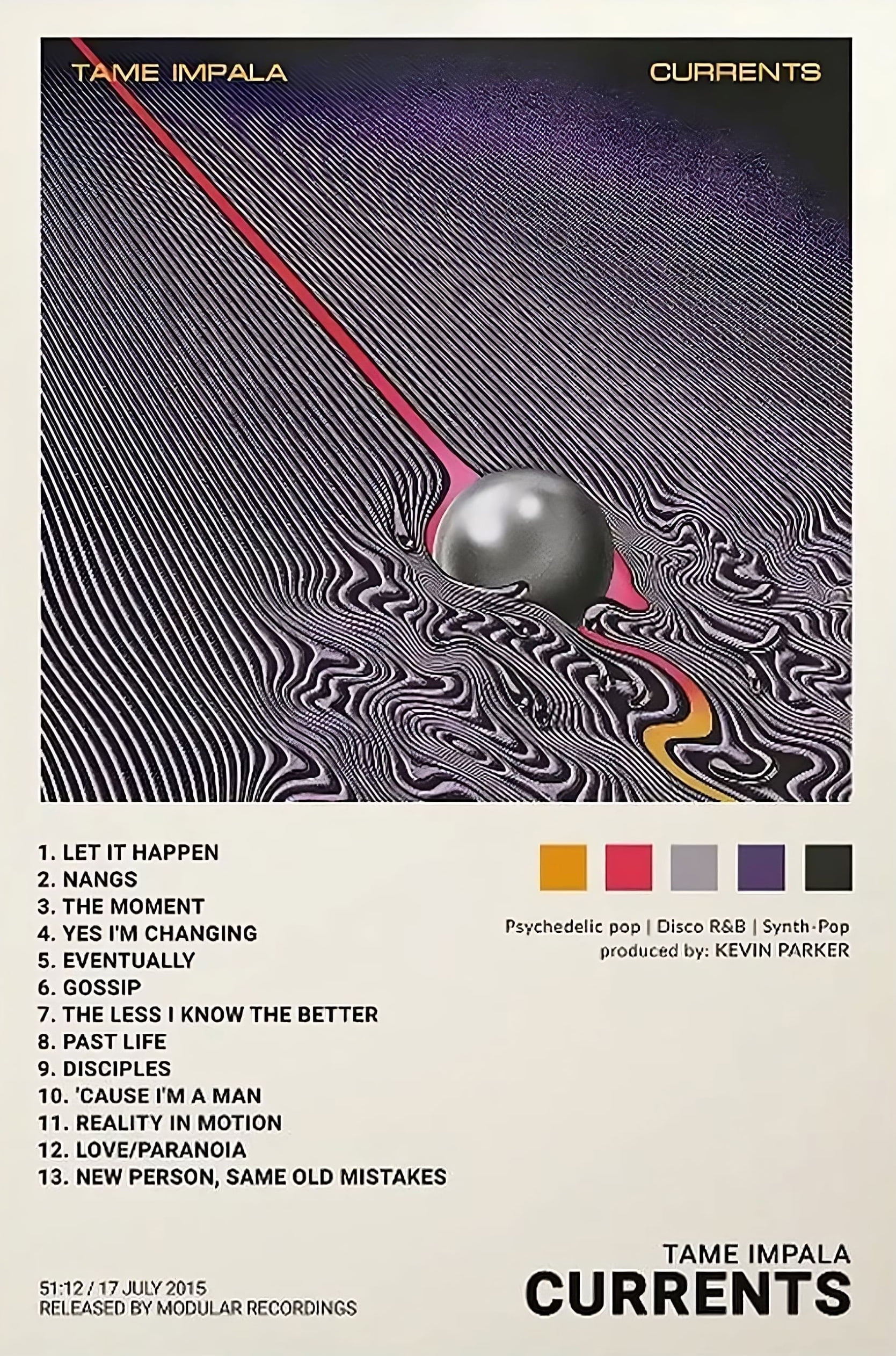Tame &Impala Poster Currents Album Cover Poster Cool Wall Decor Art Print Posters for Room
