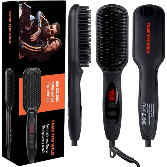 Tame the Wild Pro Beard Straightener for Men - Anti-Scald Beard Straightening Comb - Heated Hair Straightener for Men