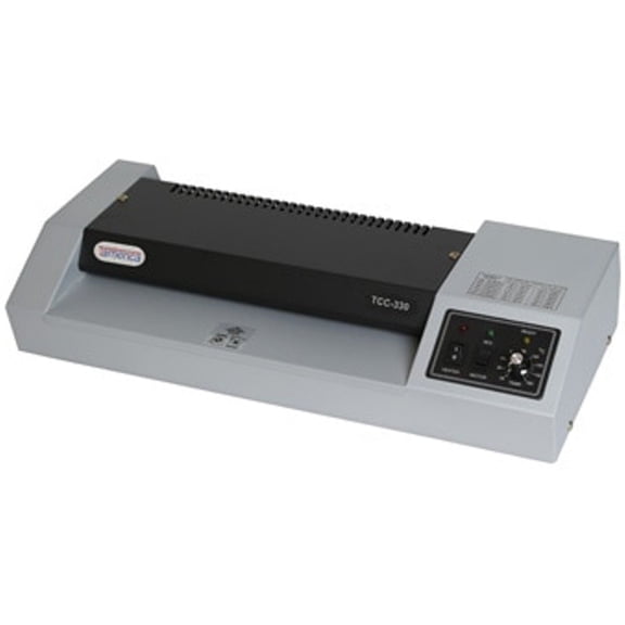 Tamerica TCC330 Professional Laminator, 120V/60Hz, 13" Max. Laminating Width, Up to 26"/min Speed, 10 mil Max Pouch Gauge, Warm-Up Time 3.5-4.5 min, Reverse/Anti-Jam Mechanism, Silicon Roller