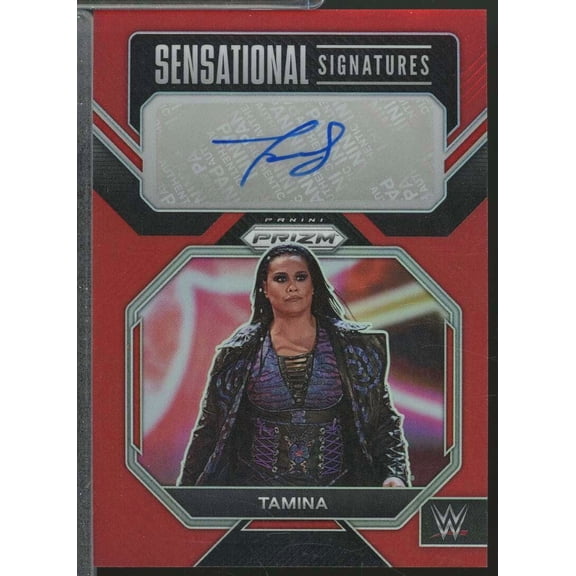 Tamina 2023 Panini Prizm WWE Sensational Signatures Autograph Red /99 #SNTMN