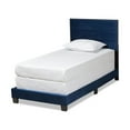thumbnail image 1 of Tamira Glam Navy Blue Velvet Fabric Upholstered Twin Size Panel Bed, 1 of 5