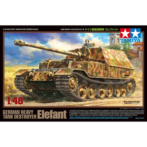 Tamiya USA TAM32589 1/48 German Heavy Tank Destroyer Elefant Plastic Model Kit