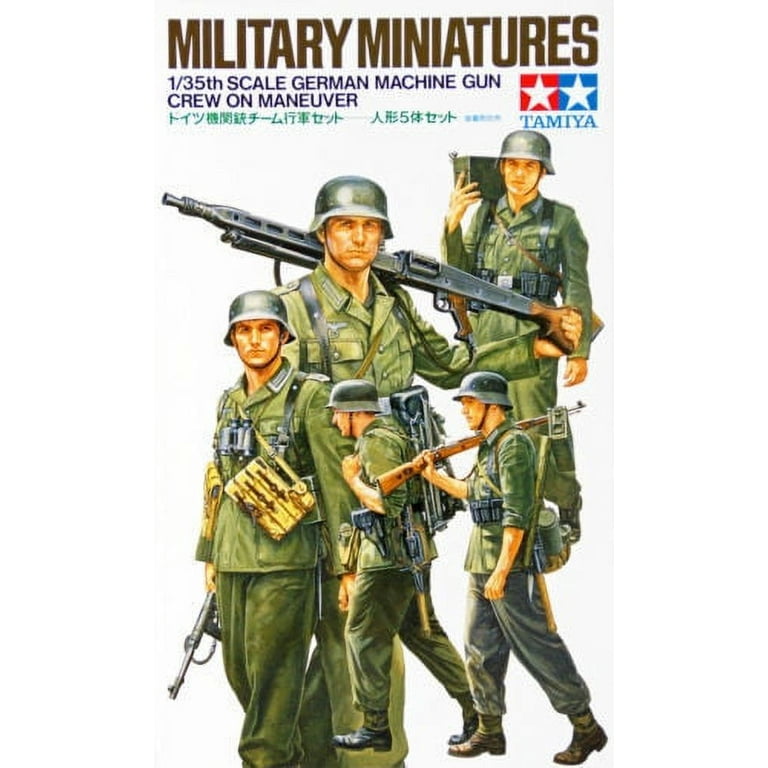 Tamiya 1/35 Scale German Machine Gun Crew On Maneuver (5 figures) - Kit 35184 Tamiya 1/35 Scale German Machine Gun Crew On Maneuver (5 figures) - Kit 35184