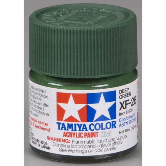 Tamiya Acrylic Mini XF26 Deep Green TAM81726 Plastics Paint Acrylic