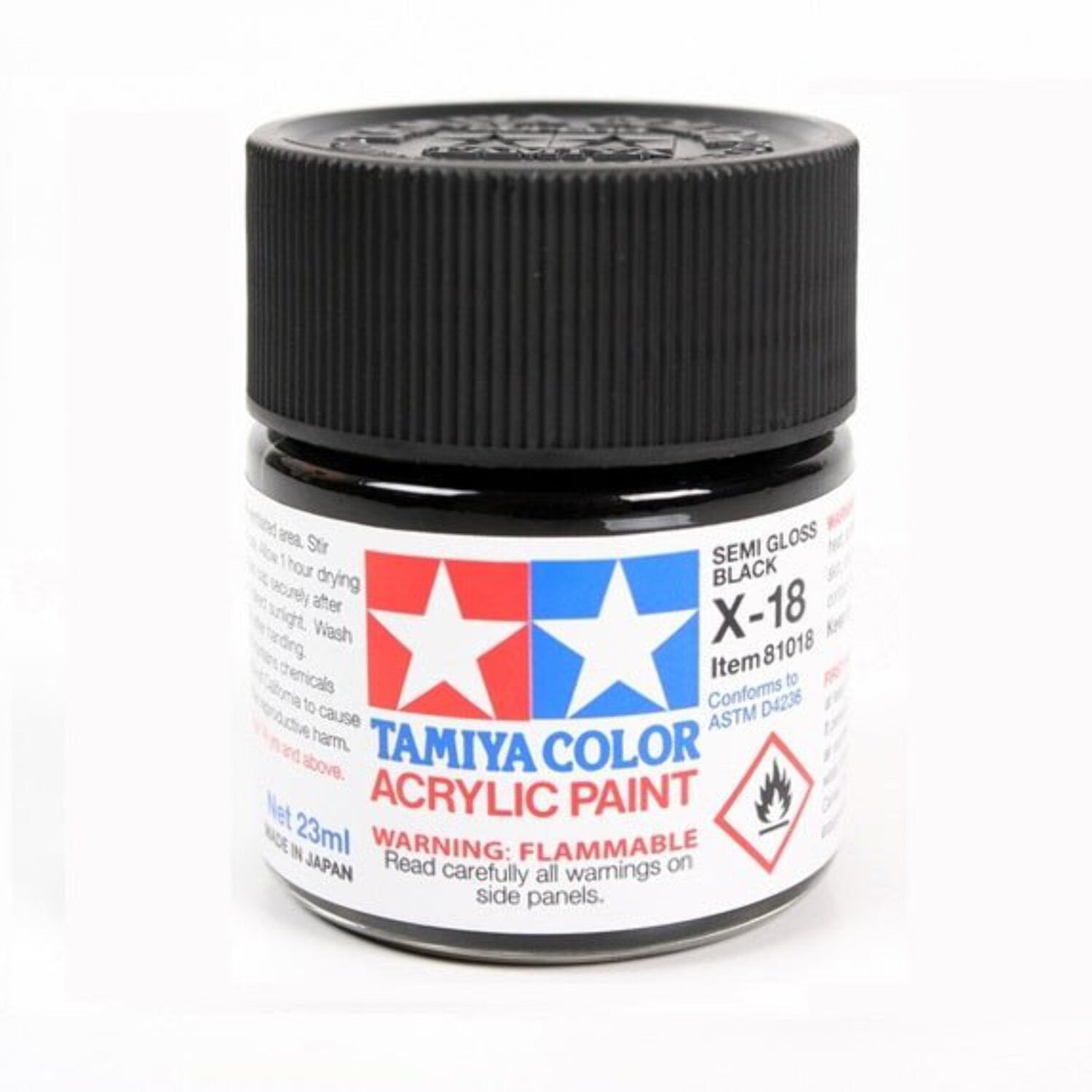 Tamiya Acrylic X18 Semi GlossBlack TAM81018 Plastics Paint Acrylic
