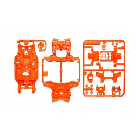 Tamiya TAM95682 JR MS Chassis Set, Fluorescent Orange, Mini 4WD Station