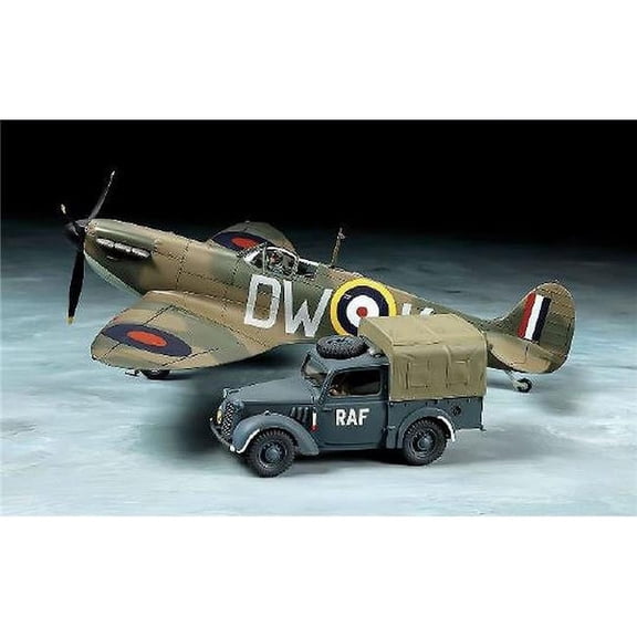 Tamiya 1/48 Supermarine Spitfire Mk.I & Light Utility Car 10HP Set TAM25211