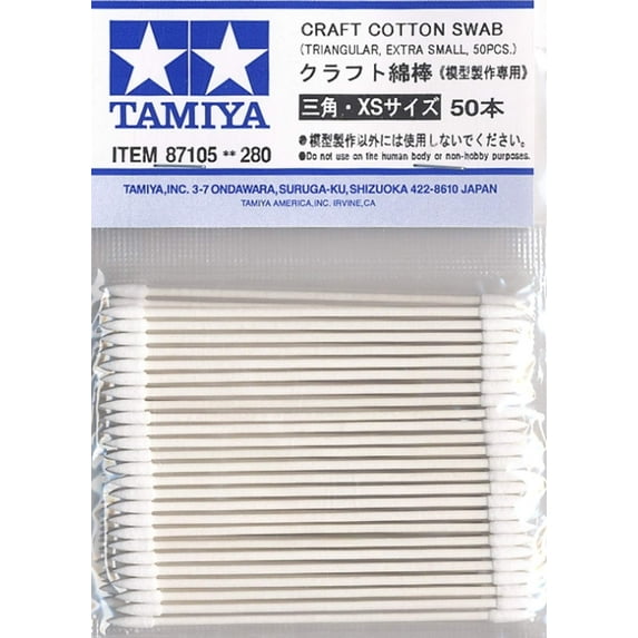 Tamiya USA TAM87105 Craft Cotton Swab Triangle Xsmall 50 Pc