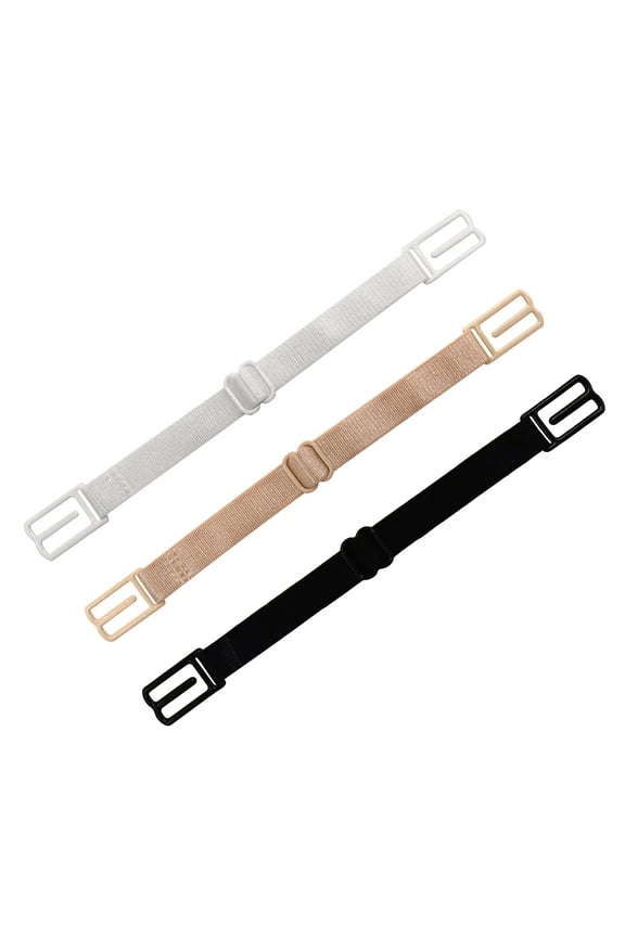 Elastic Shoulder Straps with Metal-Wrapped Rubber Buckles, Bra Strap Clips Holder, Multiple Colors, 3-Pack