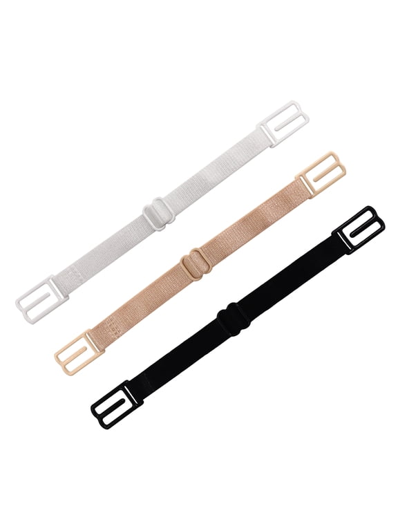 Elastic Shoulder Straps with Metal-Wrapped Rubber Buckles, Bra Strap Clips Holder, Multiple Colors, 3-Pack