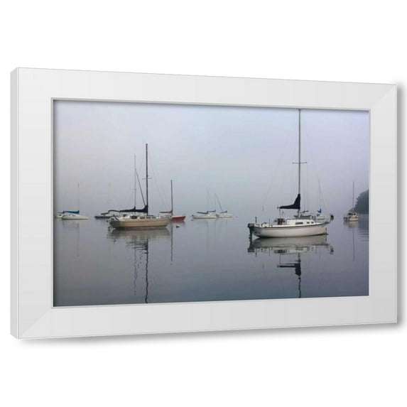 Tammy Putman 32x23 White Modern Wood Framed Wall Art Titled - Across the Lake