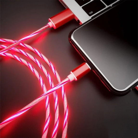 Tammyyerke Android/TypeC Fast Charging Cable LED Luminous Glow Flowing USB Cable Colorfu м\ Q9I0