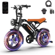 Tamobyke T16 Electric Bike for Adults,1000W 30mph 48V 15.6Ah Electric Bicycle,16 Fat Tire E-Mountain Bikes,Dual Hydraulic Brakes,Full Suspension,Fits Riders 50-57,UL2849