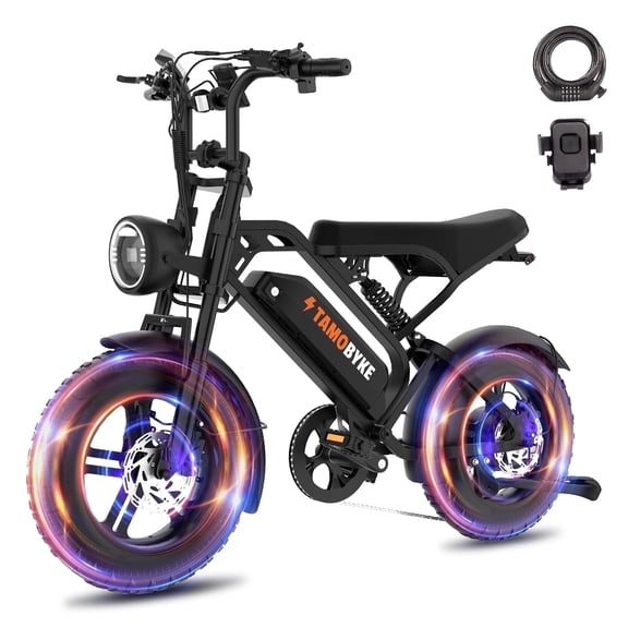 Tamobyke T16 Electric Bike for Adults,1000W 30mph 48V 15.6Ah Electric Bicycle,16" Fat Tire E-Mountain Bikes,Dual Hydraulic Brakes,Full Suspension,Fits Riders 5'0"-5'7",UL2849