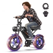 Tamobyke T16 Electric Bike for Teens&Adults,1000W 30mph 48V 15.6Ah Ebike,16" Fat Tire E-Mountain Bikes,Hydraulic Brakes with Full Suspension,Fits Riders 50"-57",UL2849