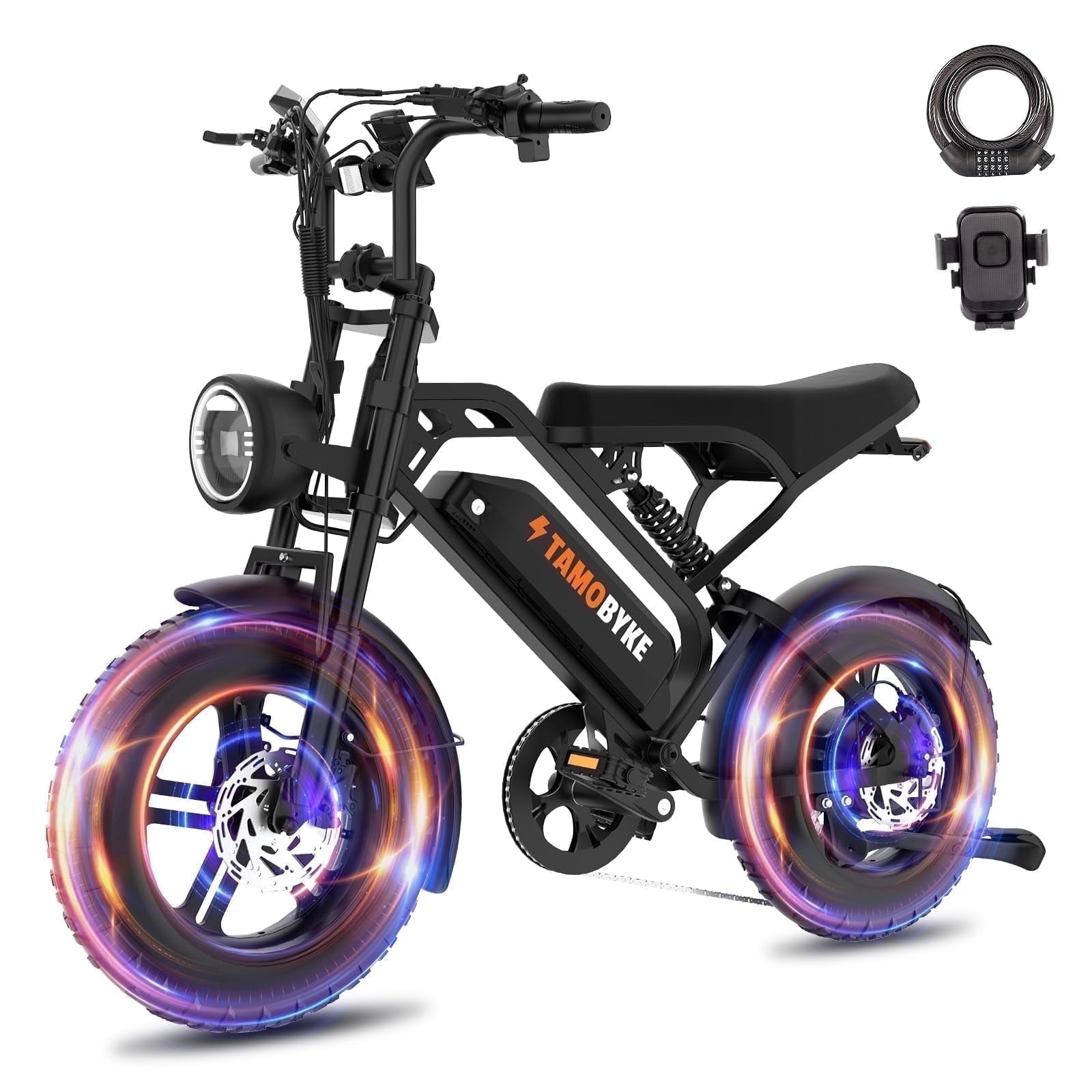 Tamobyke T16 Electric Bike for Adults,1000W 30mph 48V 15.6Ah Electric Bicycle,16" Fat Tire E-Mountain Bikes,Dual Hydraulic Brakes,Full Suspension,Fits Riders 5'0"-5'7",UL2849