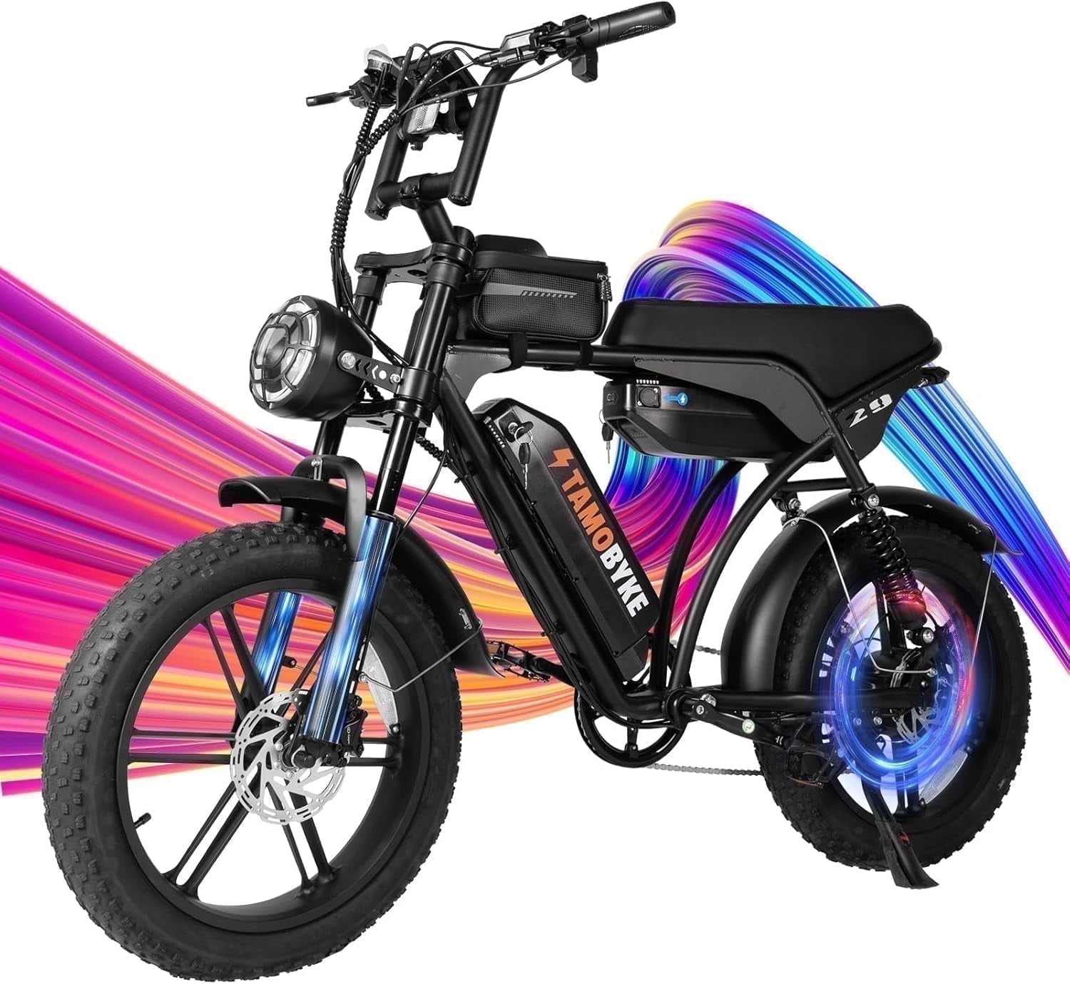 Tamobyke Peak 2000W Electric Bike, 20" Fat Tire E-Mountain Bikes, 48V 31.2Ah 32mph Ebike for Adults Full Suspension UL2849
