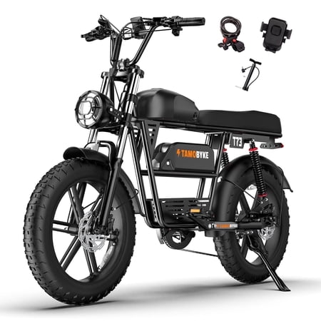 Tamobyke T73Max Electric Bike for Adults, 750W 20MPH Electric Mountain Bike, 48V 36.4Ah Dual Battery, 20" Fat Tire, Full Suspension, Class 2, UL 2849 Certified