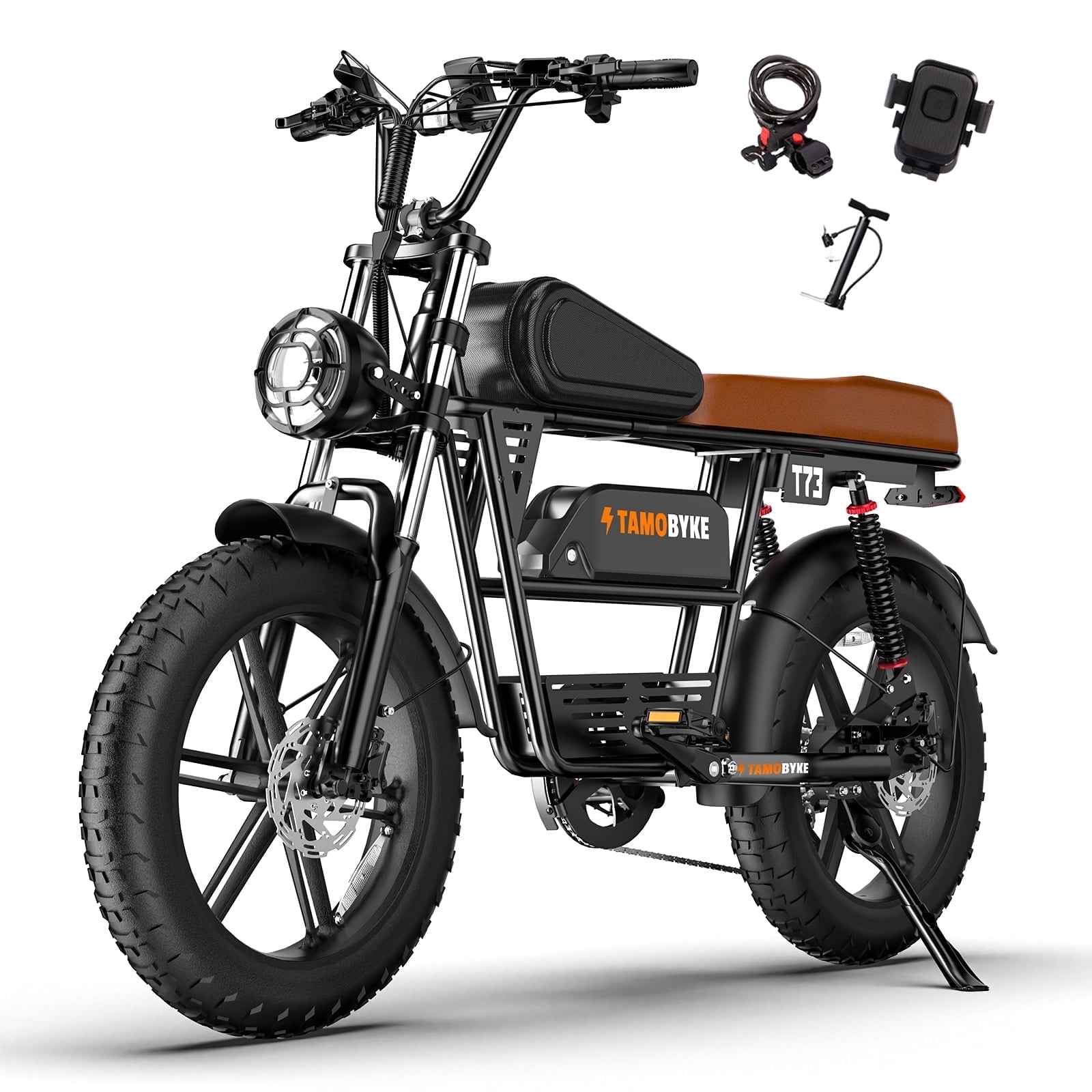 Tamobyke T73 Electric Bike for Adults, Peak 1500W 30mph 48V 15.6Ah,20" Fat Tire E-Mountain Bike UL2849