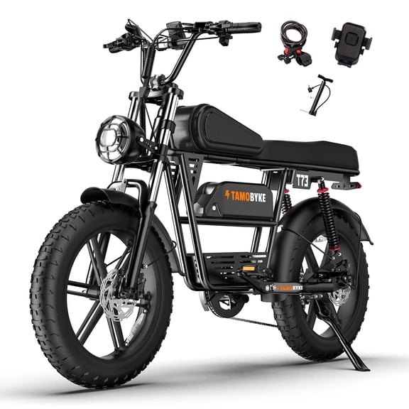 Tamobyke T73 Electric Bike for Adults, Peak 1500W 30mph 48V 15.6Ah,20" Fat Tire E-Mountain Bike UL2849