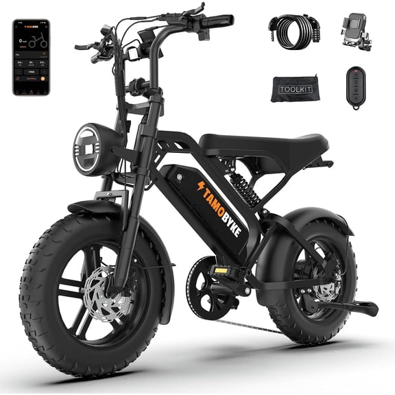 Tamobyke T16 Electric Bike for Teens & Adults, 750W 28MPH, 16" x 4.0" Fat Tire E Mountain Bike, 48V 15.6Ah, Class 3,UL2849 Certified