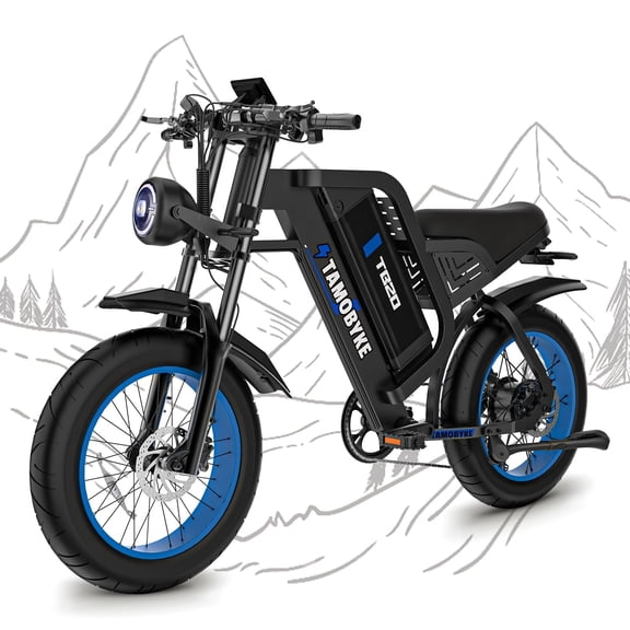 Tamobyke TB20 Electric Bike for Adults, Peak 2000W 35mph 48V 25Ah Mountain Ebike,20" Fat Tire Full Suspension UL2849