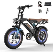 Tamobyke V20 Electric Bike for Adults, 20" Fat Tire E-Mountain Bicycle, Peak 1500W 48V 15.6Ah 30MPH Ebike Full Suspension UL2849