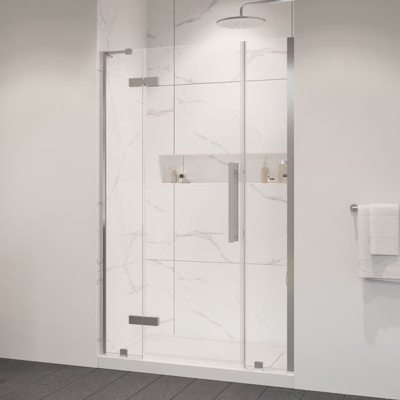 Tampa 48 x 32 x 74-3/4 Alcove Shower Kit with Base and Door in Satin Nickel