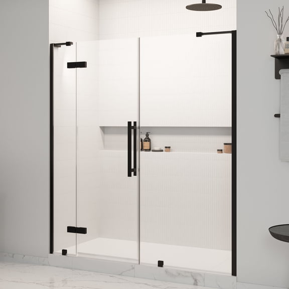 Tampa 71 in. W x 72 in. H Frameless Pivot Alcove Shower Door in Black