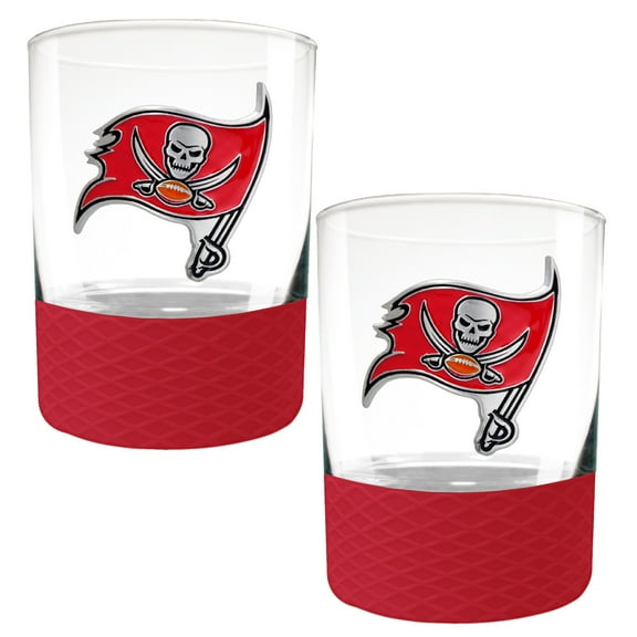 Tampa Bay Buccaneers 2-Pack 14oz. Rocks Glass Set with Silcone Grip