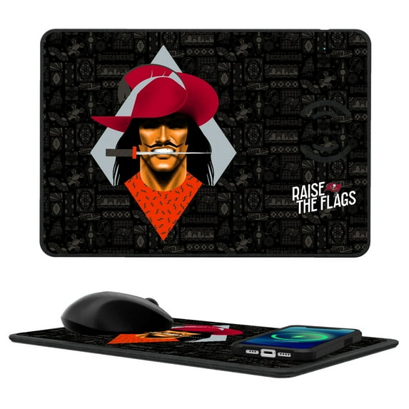 Keyscaper Tampa Bay Buccaneers 2024 Illustrated 15W Fast Wireless Charger and Mouse Pad