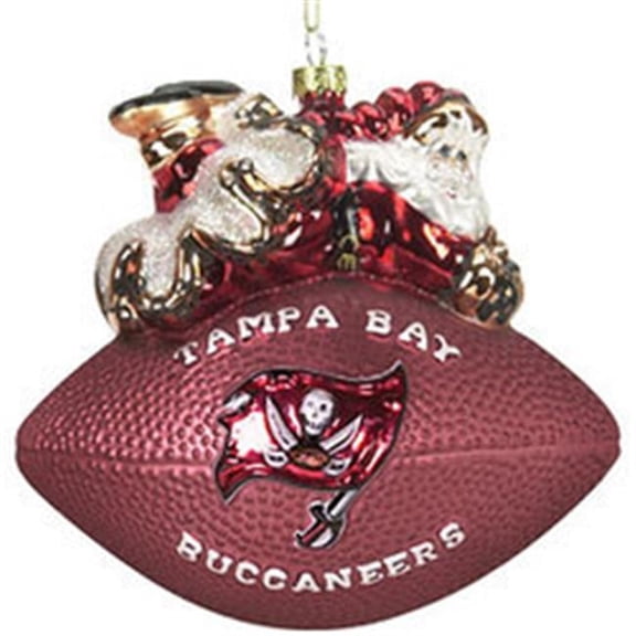Tampa Bay Buccaneers 5 1/2" Peggy Abrams Glass Football Ornament