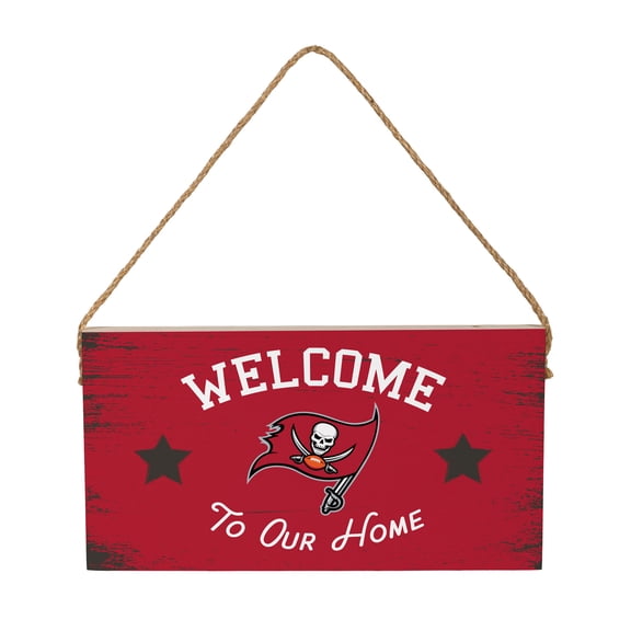 Tampa Bay Buccaneers 6" x 11" Welcome Home Wood Wall Sign with Rope Hanger