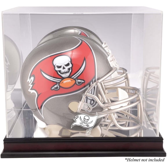 Tampa Bay Buccaneers Mahogany Helmet Logo Display Case with Mirror Back