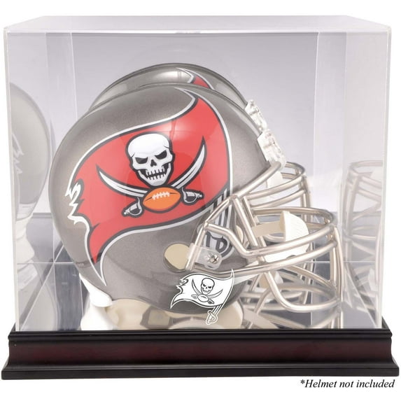 Tampa Bay Buccaneers Mahogany Helmet Logo Display Case with Mirror Back