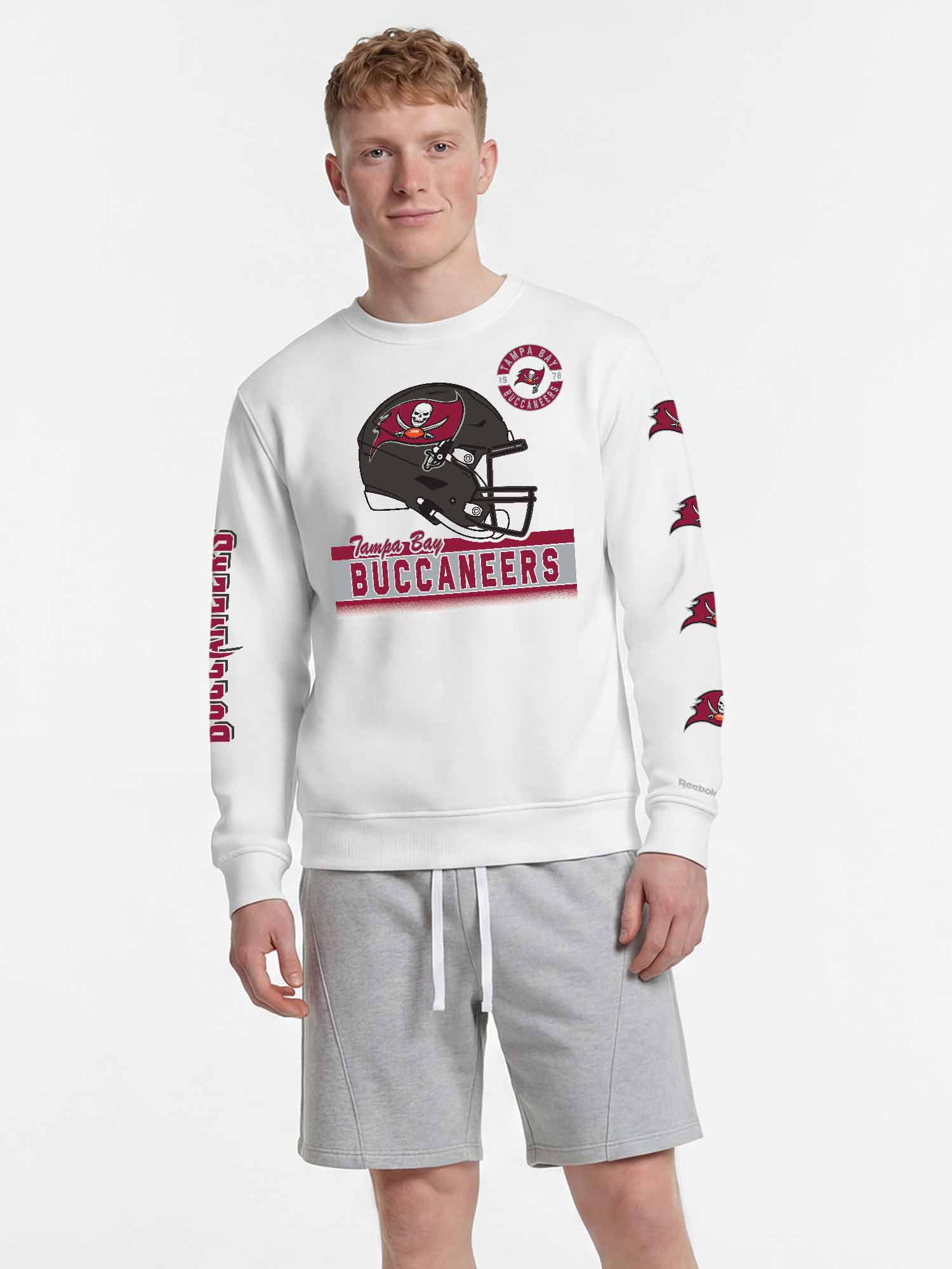 Tampa Bay Buccaneers Reebok Mens White Crew Sweatshirt