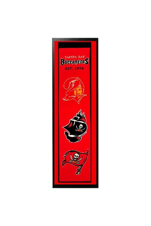 Tampa Bay Buccs Logo History Felt Banner 14 x 37