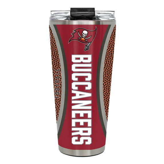 Tampa Bay Bucs 32 ounce vacuum insulated stainless steel tumbler with Gameball graphic