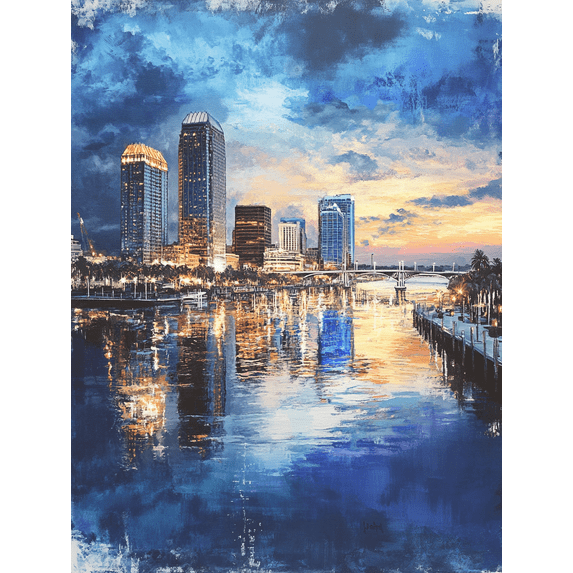 Tampa Bay Cityscape Canvas Wall Art, Perfect for Living Room, Bedroom, Office, Hotel, and Restaurant Decoration.