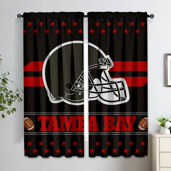 Tampa Bay Themed Blackout Curtain Panels, 72"Wx63"L, 2 Piece