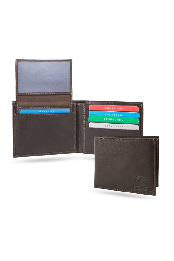 Jacksonville Football Jaguars Brown Leather RFID Blocking Passcase Bifold Security Wallet